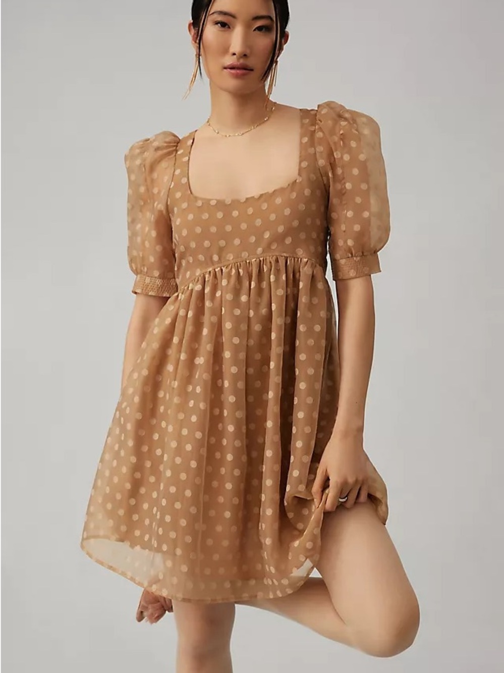 En Saison Puff-Sleeve Babydoll Dress
